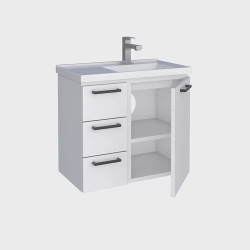 Gabinete para Banheiro em Aço 3 Gavetas 61,5cm Ameixa Cozimax