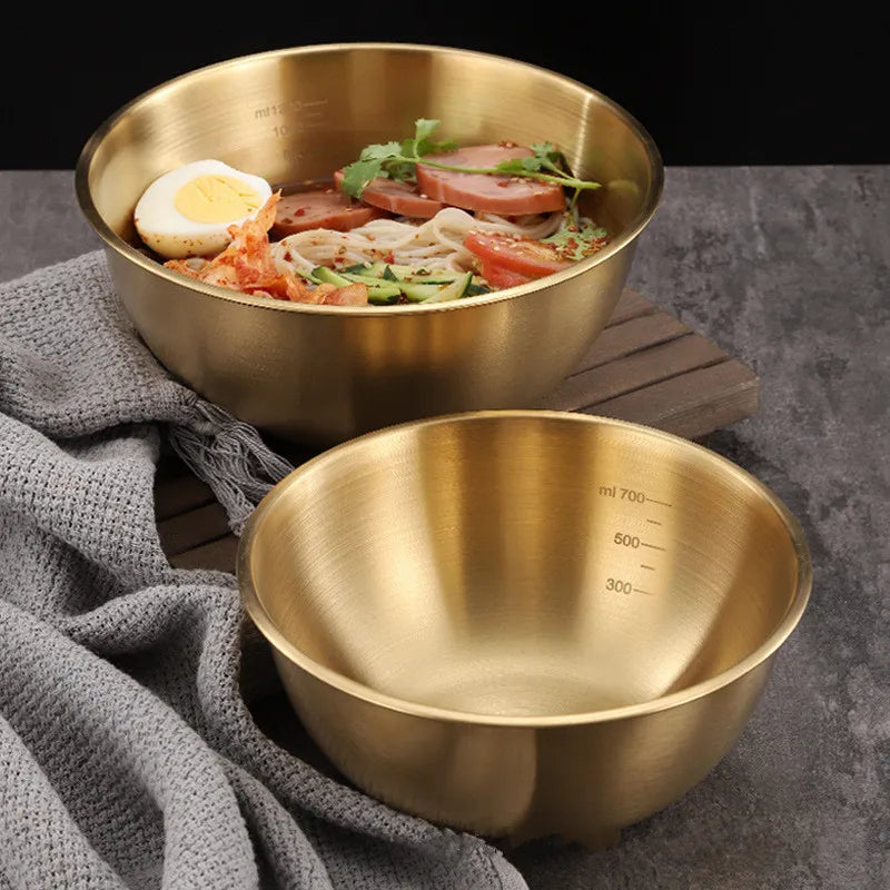 Tigela de Salada de Frutas de Aço Inoxidável Com Escala