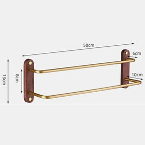 Toalheiro Duplo Luxo em Preto/Dourado com Detalhes em Nogueira