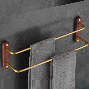 Toalheiro Duplo Luxo em Preto/Dourado com Detalhes em Nogueira