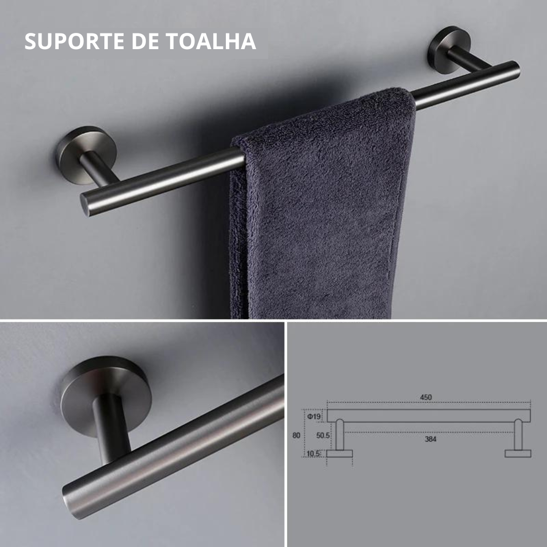 Toalheiro de Aço Inox Dourado - Moderno e Durável